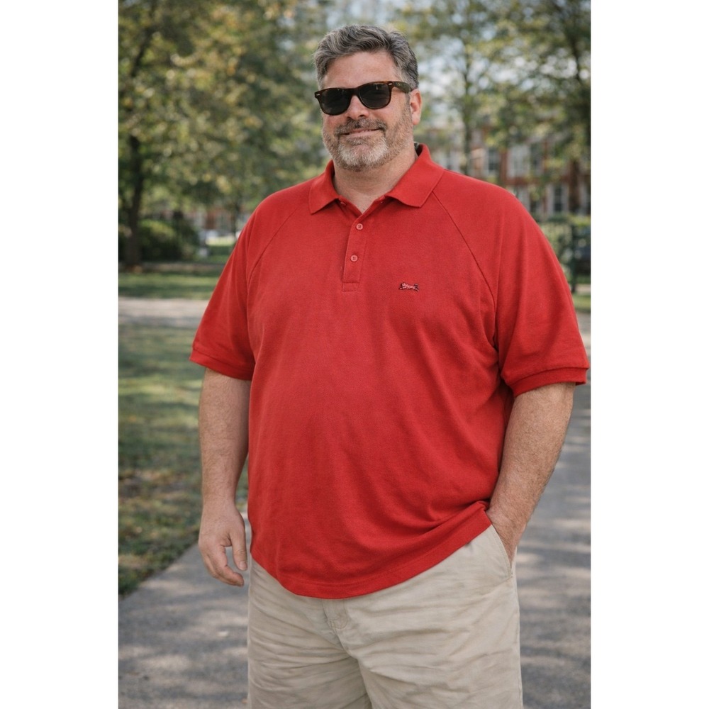 Red Men's Le Tigre Polo (Sz. 2xl) golf polo (Vintage 80s)